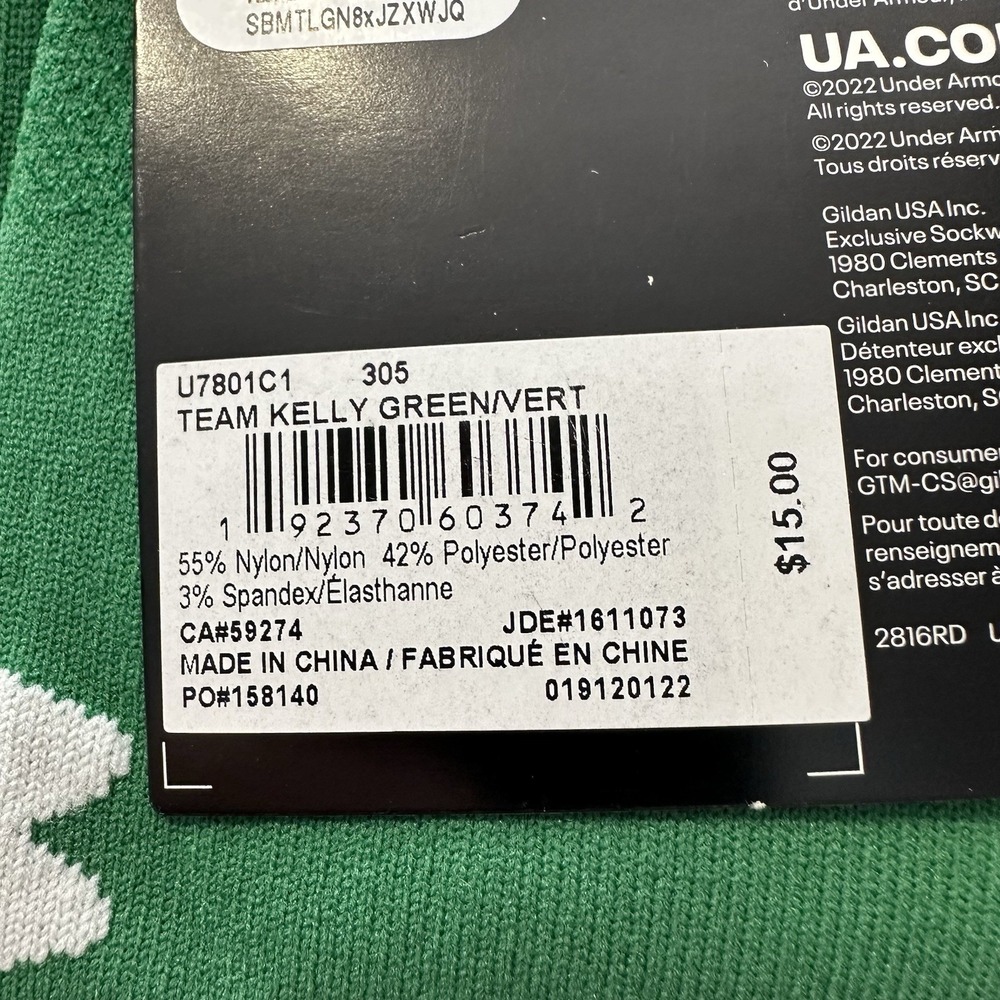 Under Armour Soccer Socks Youth L Lot 3 Pairs Kids 13.5-4.5Y OTC Cushioned Green - Picture 5 of 5